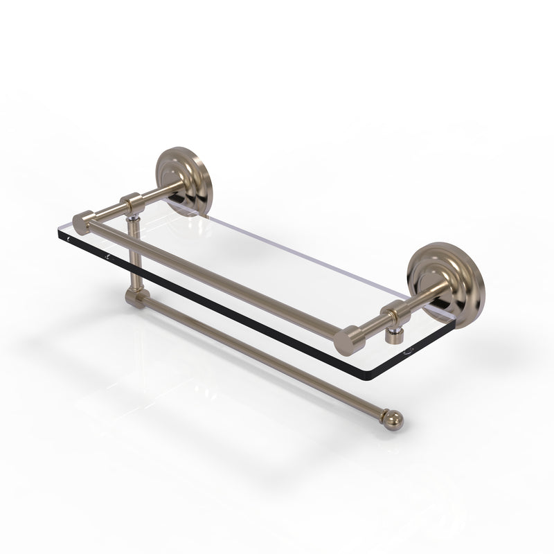 Allied Brass Prestige Que New Collection Paper Towel Holder with 16 Inch Gallery Glass Shelf PQN-1PT-16-GAL-PEW