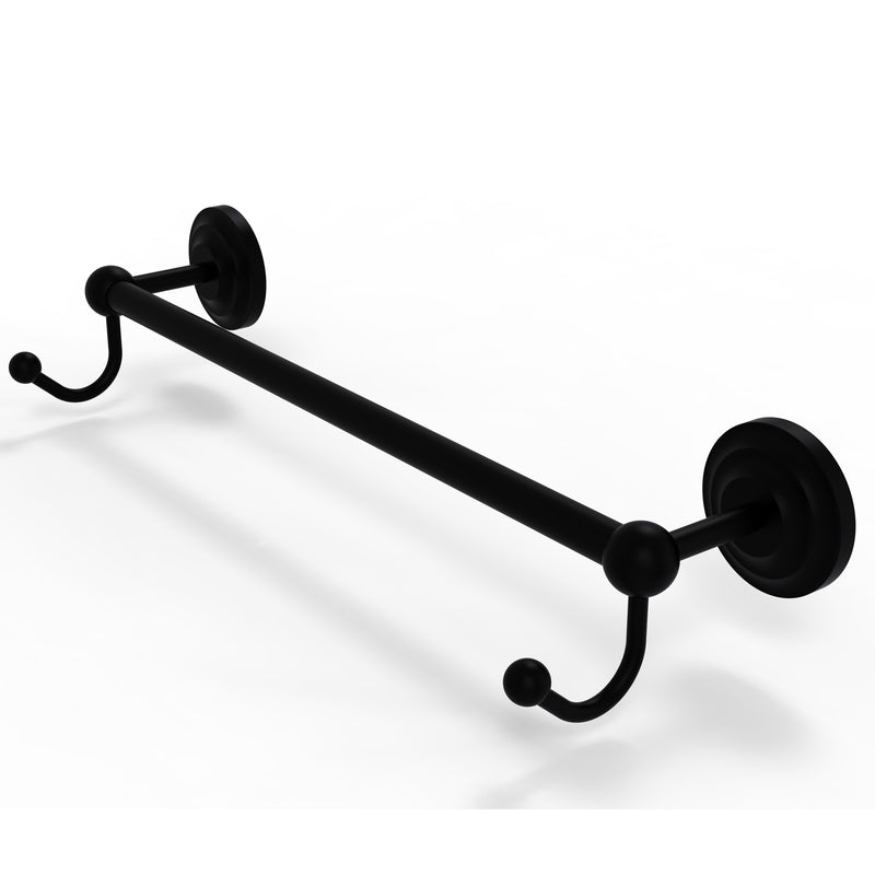 Allied Brass Prestige Que New Collection 30 Inch Towel Bar with Integrated Hooks PQN-41-30-HK-BKM