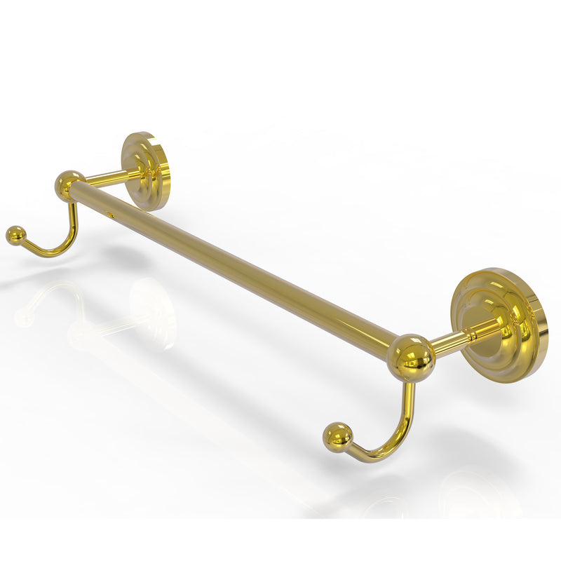 Allied Brass Prestige Que New Collection 30 Inch Towel Bar with Integrated Hooks PQN-41-30-HK-PB