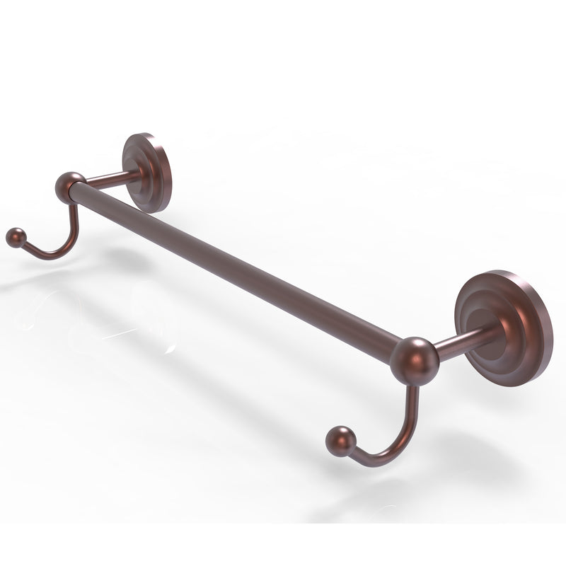 Allied Brass Prestige Que New Collection 36 Inch Towel Bar with Integrated Hooks PQN-41-36-HK-CA