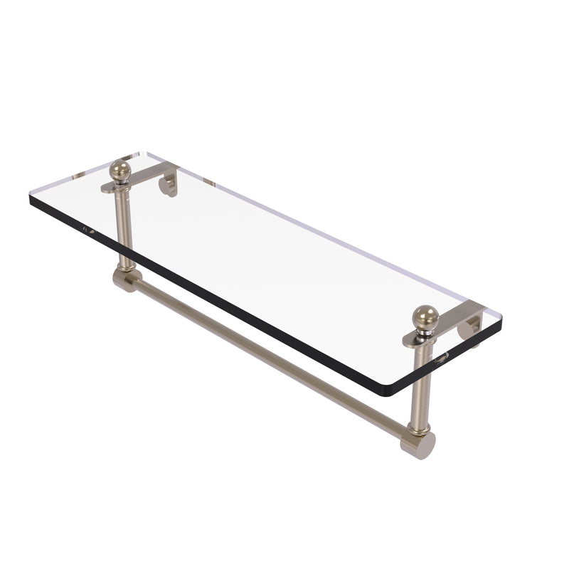 Allied Brass 16 Inch Glass Vanity Shelf with Integrated Towel Bar PR-1-16TB-PEW