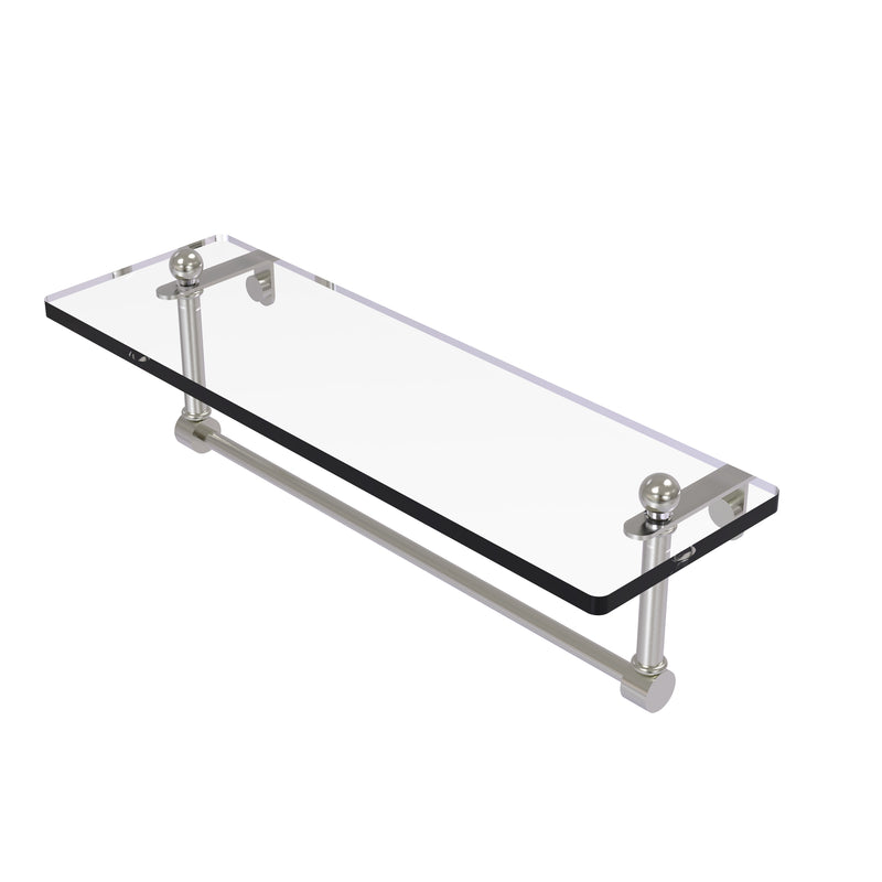 Allied Brass 16 Inch Glass Vanity Shelf with Integrated Towel Bar PR-1-16TB-SN