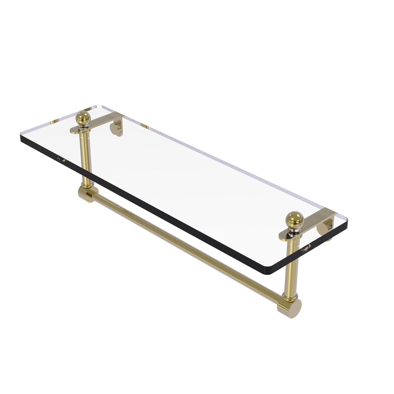 Allied Brass 16 Inch Glass Vanity Shelf with Integrated Towel Bar PR-1-16TB-UNL