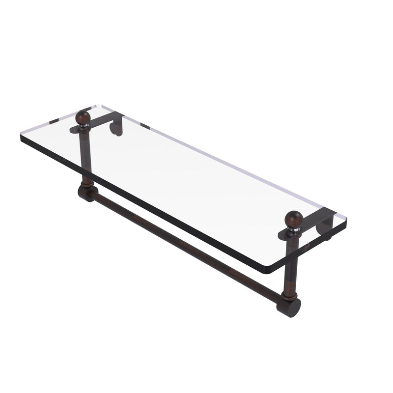 Allied Brass 16 Inch Glass Vanity Shelf with Integrated Towel Bar PR-1-16TB-VB