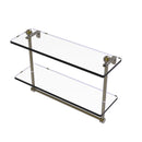 Allied Brass 16 Inch Two Tiered Glass Shelf with Integrated Towel Bar PR-2-16TB-ABR