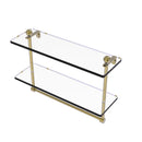 Allied Brass 16 Inch Two Tiered Glass Shelf with Integrated Towel Bar PR-2-16TB-UNL