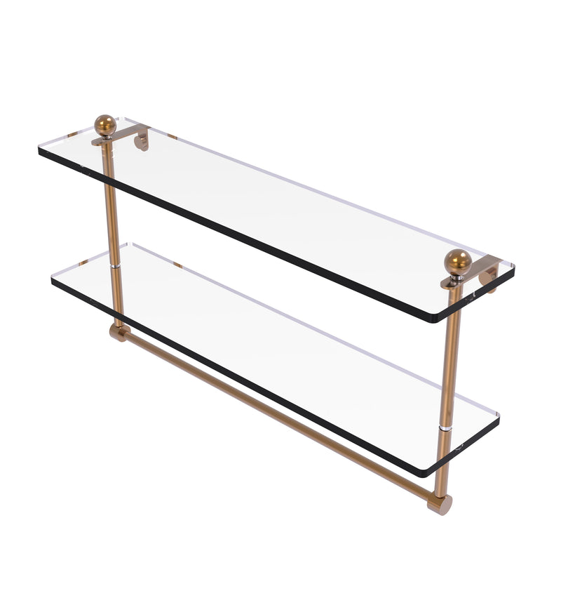 Allied Brass 22 Inch Two Tiered Glass Shelf with Integrated Towel Bar PR-2-22TB-BBR