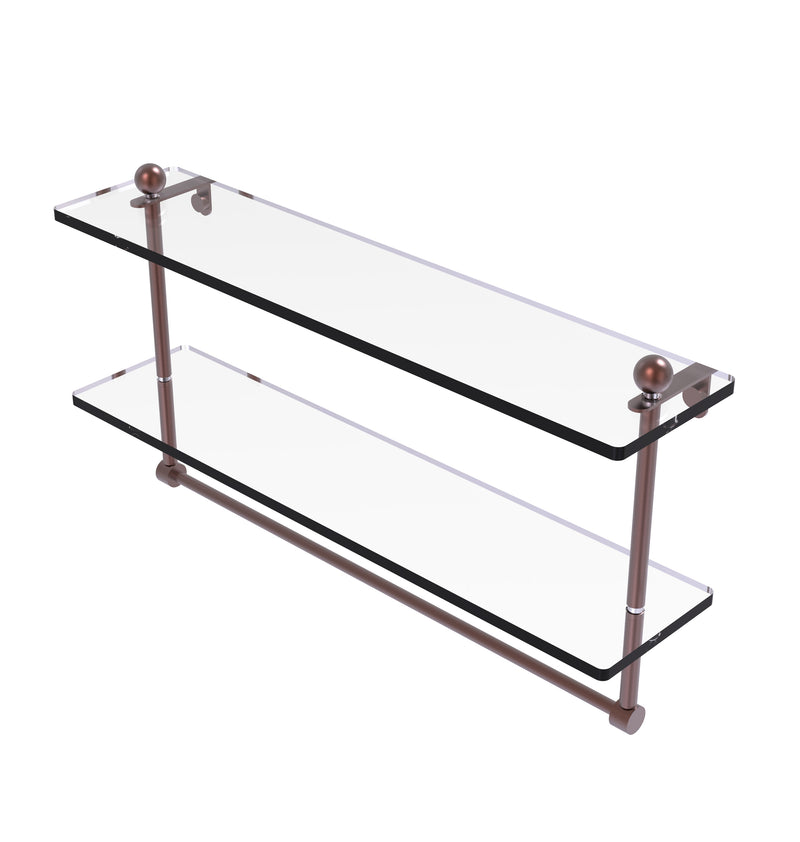 Allied Brass 22 Inch Two Tiered Glass Shelf with Integrated Towel Bar PR-2-22TB-CA
