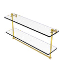 Allied Brass 22 Inch Two Tiered Glass Shelf with Integrated Towel Bar PR-2-22TB-PB