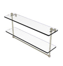 Allied Brass 22 Inch Two Tiered Glass Shelf with Integrated Towel Bar PR-2-22TB-PNI