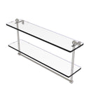 Allied Brass 22 Inch Two Tiered Glass Shelf with Integrated Towel Bar PR-2-22TB-SN