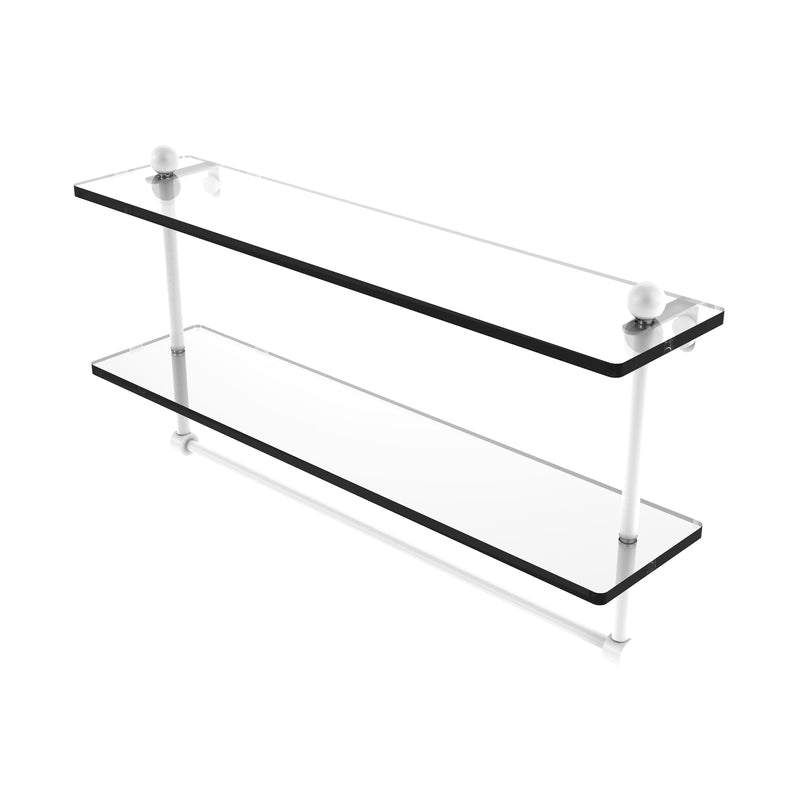 Allied Brass 22 Inch Two Tiered Glass Shelf with Integrated Towel Bar PR-2-22TB-WHM