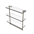 Allied Brass 16 Inch Triple Tiered Glass Shelf with Integrated Towel Bar PR-5-16TB-ABR