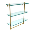 Allied Brass 16 Inch Triple Tiered Glass Shelf with Integrated Towel Bar PR-5-16TB-PB