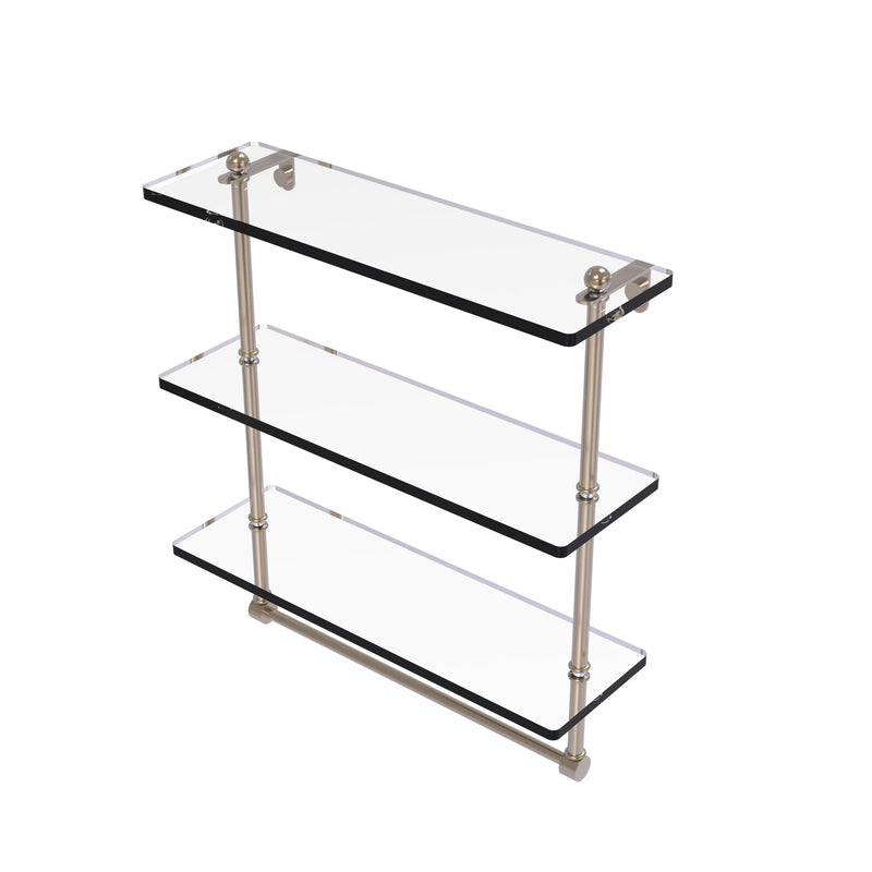 Allied Brass 16 Inch Triple Tiered Glass Shelf with Integrated Towel Bar PR-5-16TB-PEW