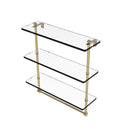 Allied Brass 16 Inch Triple Tiered Glass Shelf with Integrated Towel Bar PR-5-16TB-UNL