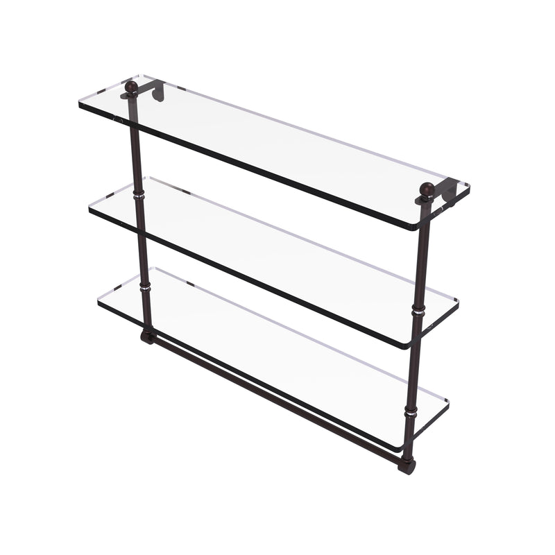 Allied Brass 22 Inch Triple Tiered Glass Shelf with Integrated Towel Bar PR-5-22TB-ABZ