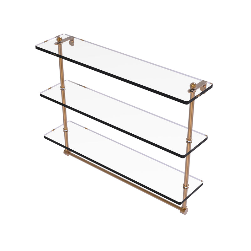 Allied Brass 22 Inch Triple Tiered Glass Shelf with Integrated Towel Bar PR-5-22TB-BBR