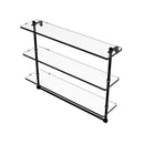 Allied Brass 22 Inch Triple Tiered Glass Shelf with Integrated Towel Bar PR-5-22TB-BKM