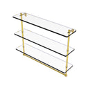 Allied Brass 22 Inch Triple Tiered Glass Shelf with Integrated Towel Bar PR-5-22TB-PB