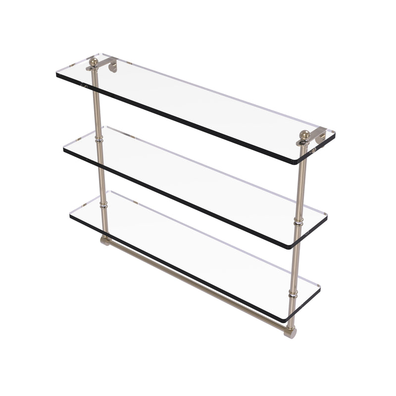 Allied Brass 22 Inch Triple Tiered Glass Shelf with Integrated Towel Bar PR-5-22TB-PEW