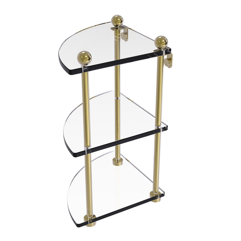 Allied Brass Three Tier Corner Glass Shelf PR-6-UNL