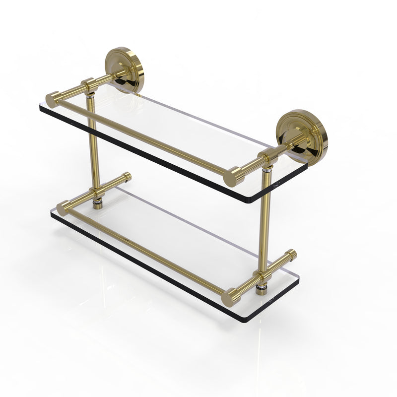 Allied Brass Prestige Regal 16 Inch Double Glass Shelf with Gallery Rail PRBP-2-16-GAL-UNL