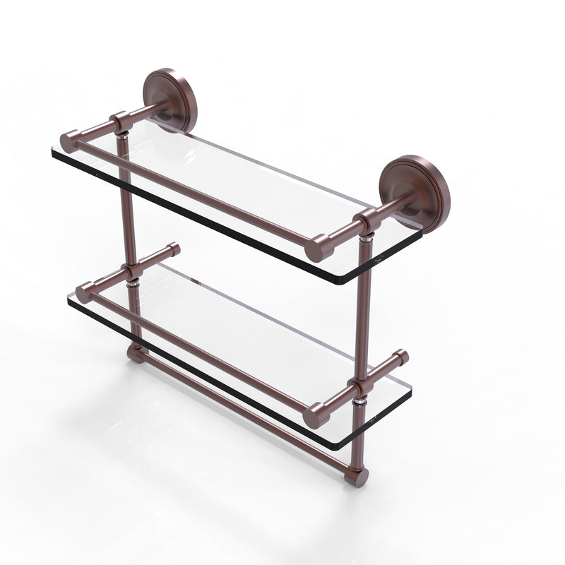 Allied Brass 16 Inch Gallery Double Glass Shelf with Towel Bar PRBP-2TB-16-GAL-CA