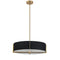 Dainolite 4 Light Incandescent Pendant Aged Brass with Black Shade PST-214P-AGB-BK