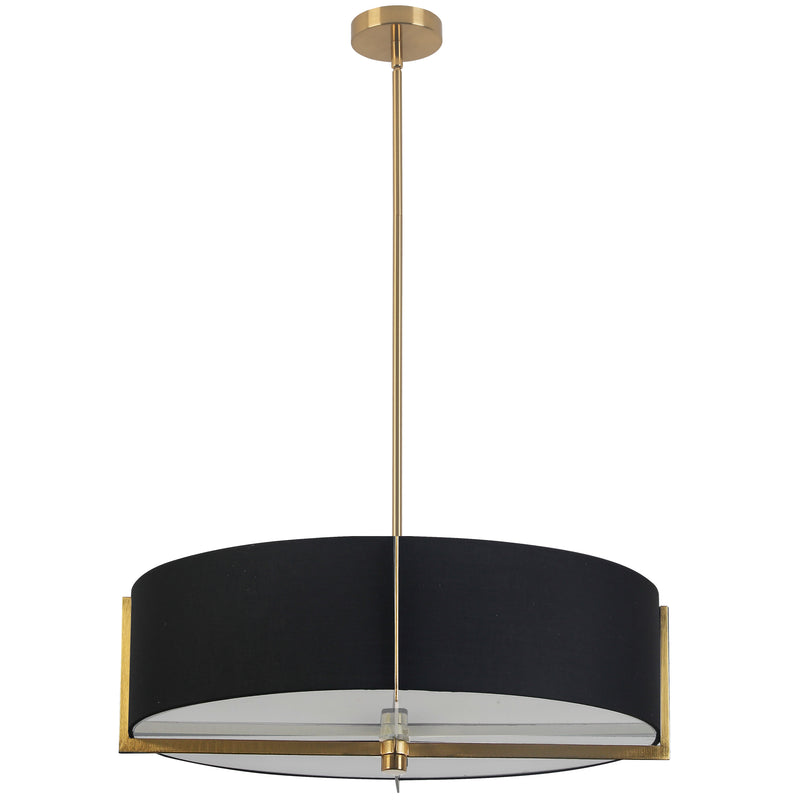 Dainolite 4 Light Incandescent Pendant Aged Brass with Black Shade PST-264LP-AGB-BK