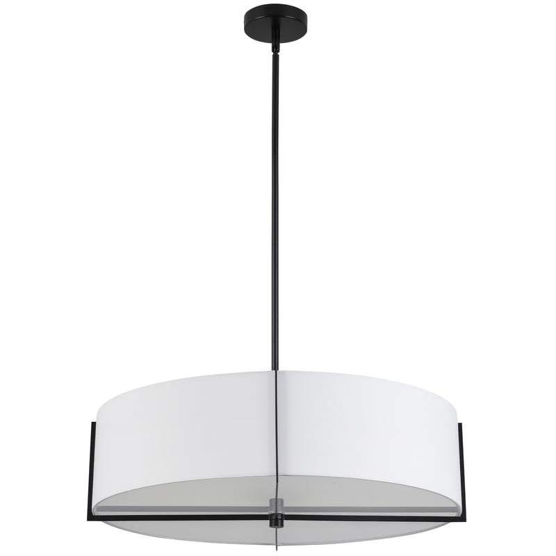 Dainolite 4 Light Incandescent Pendant Matte Black with White Shade PST-264LP-MB-WH