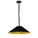 Dainolite 1 Light Incandescent Pendant Matte Black with Black and Gold Shade PSY-M-MB-698