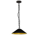 Dainolite 1 Light Incandescent Pendant Matte Black with Black and Gold Shade PSY-S-MB-698