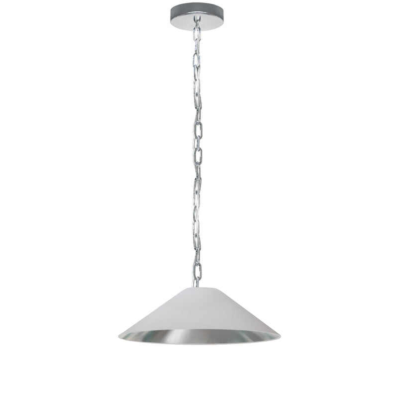 Dainolite 1 Light Incandescent Pendant Polished Chrome with White and Silver Shade PSY-S-PC-691