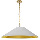 Dainolite 1 Light Incandescent Pendant Aged Brass with White and Gold Shade PSY-XL-AGB-692