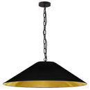 Dainolite 1 Light Incandescent Pendant Matte Black with Black and Gold Shade PSY-XL-MB-698