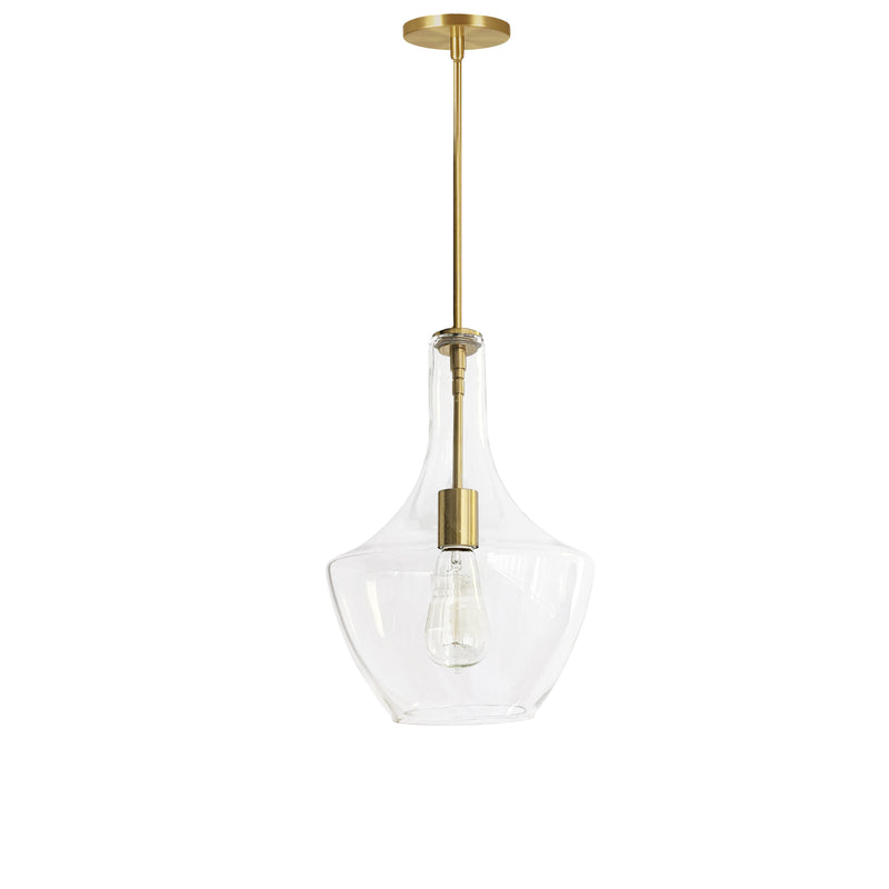 Dainolite 1 Light Incandescent Pendant Aged Brass with Clear Glass PTL-101P-AGB