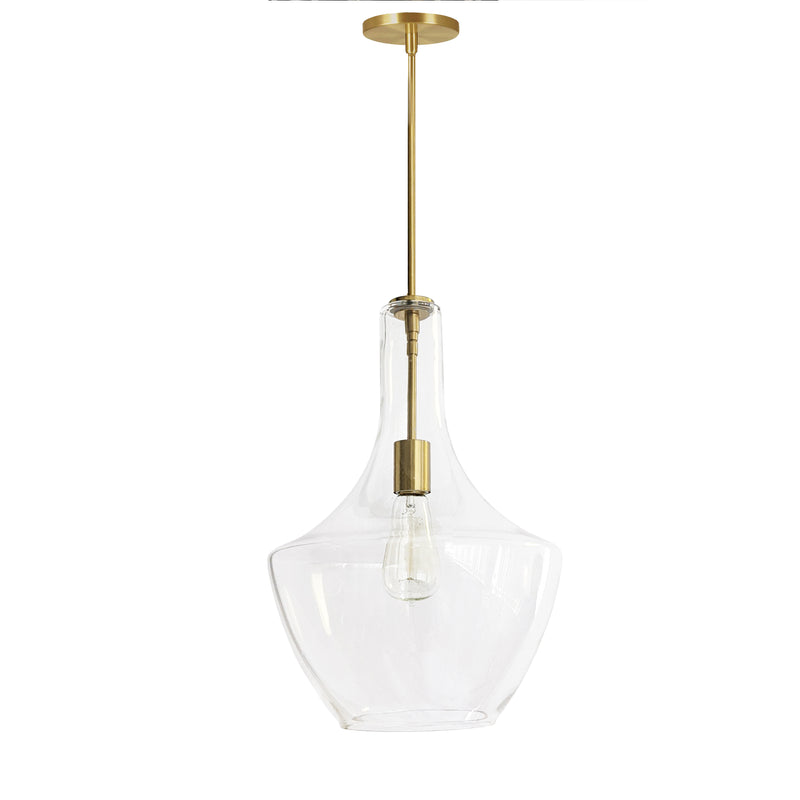 Dainolite 1 Light Incandescent Pendant Aged Brass with Clear Glass PTL-121P-AGB