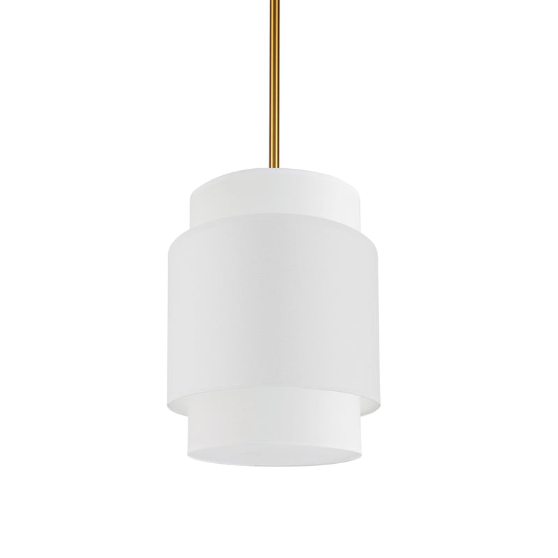 Dainolite 1 Light Incandescent Pendant Aged Brass with White Shade PYA-141P-AGB-WH