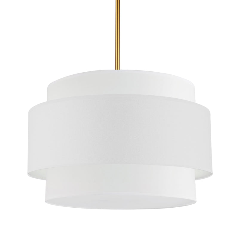 Dainolite 4 Light Incandescent Chandelier Aged Brass with White Shade PYA-224C-AGB-WH