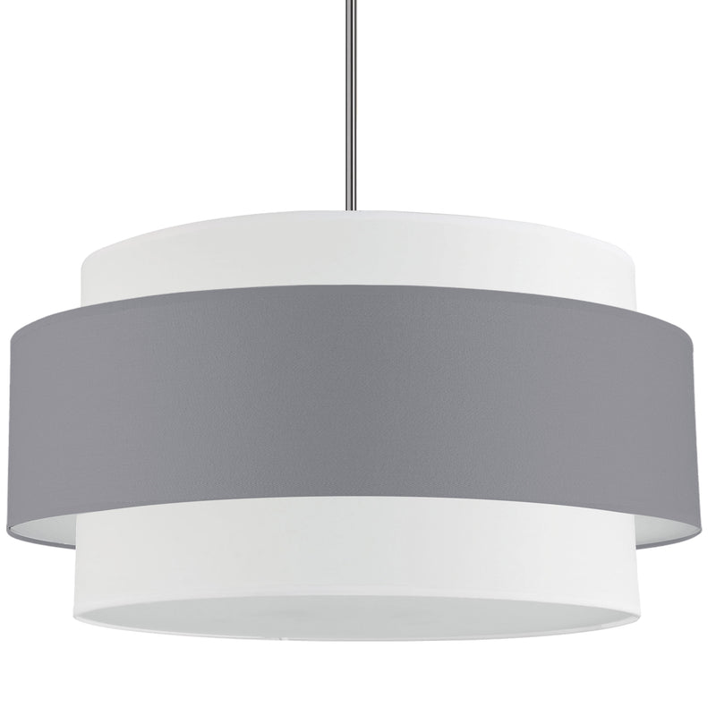 Dainolite 4 Light Incandescent Chandelier Polished Chrome Finish with Gray and White Shade PYA-304C-PC-GRW