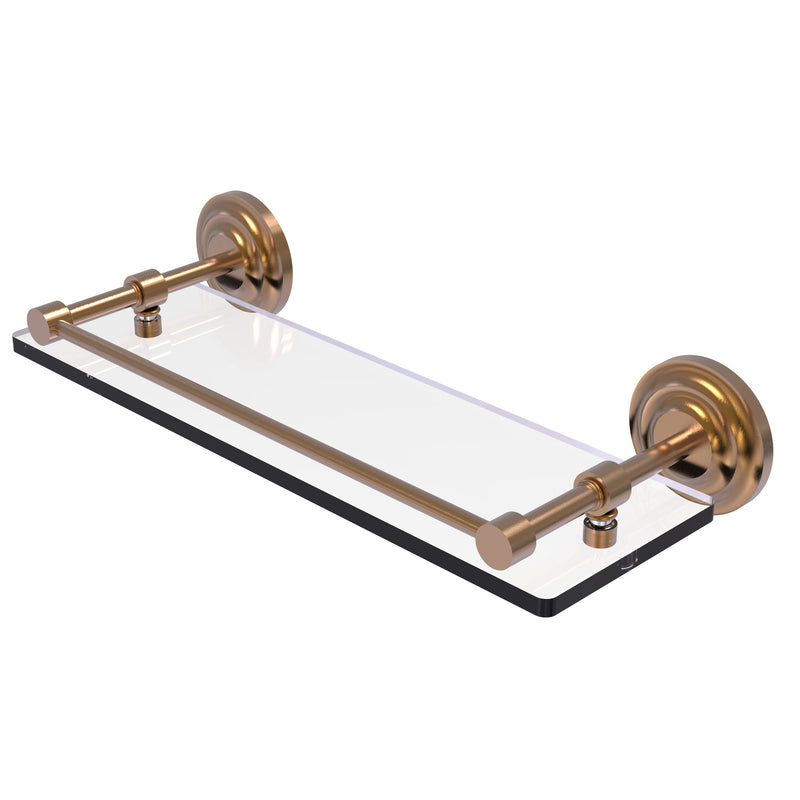 Allied Brass Que New 16 Inch Tempered Glass Shelf with Gallery Rail QN-1-16-GAL-BBR