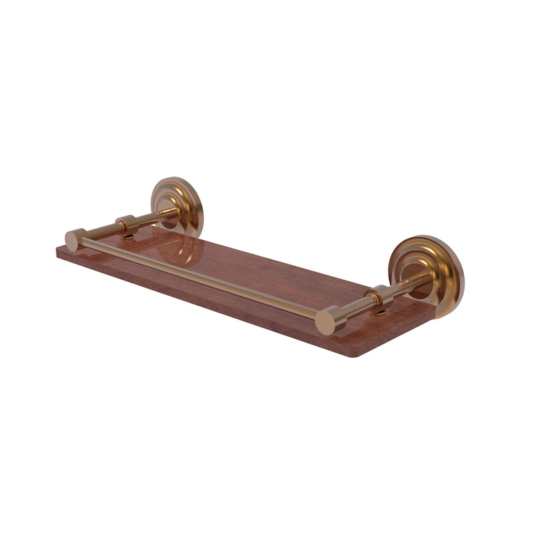 Allied Brass Que New Collection 16 Inch Solid IPE Ironwood Shelf with Gallery Rail QN-1-16-GAL-IRW-BBR