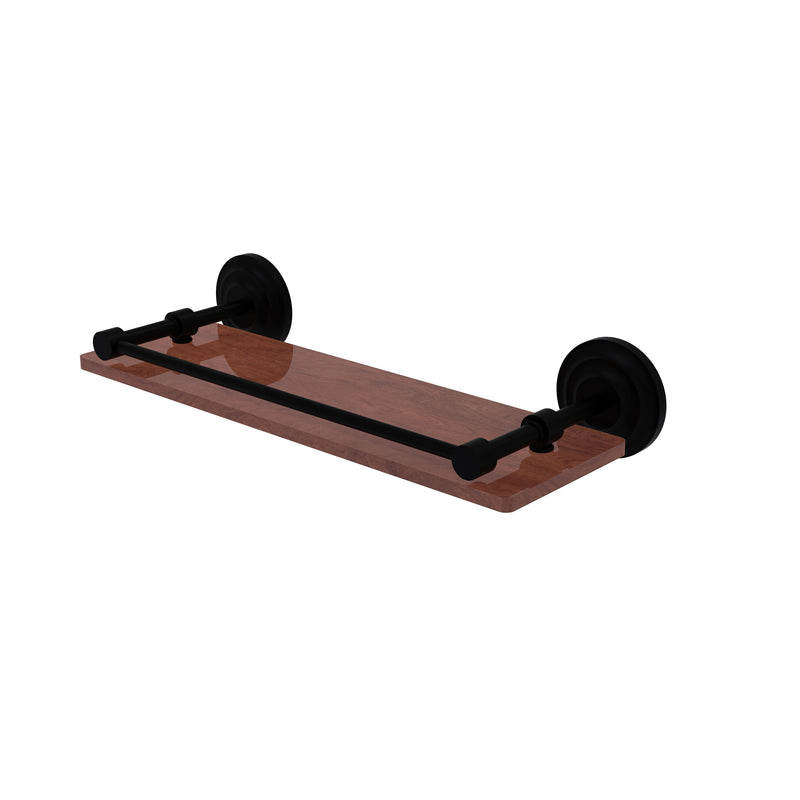 Allied Brass Que New Collection 16 Inch Solid IPE Ironwood Shelf with Gallery Rail QN-1-16-GAL-IRW-BKM