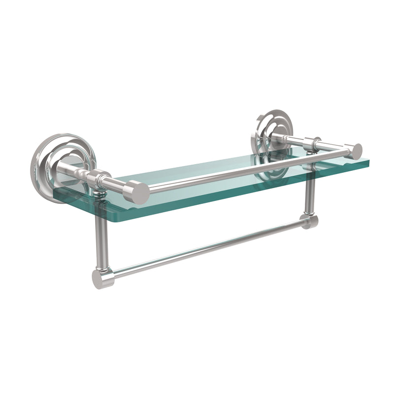 Allied Brass 16 Inch Gallery Glass Shelf with Towel Bar QN-1TB-16-GAL-PC