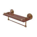 Allied Brass Que New Collection 16 Inch IPE Ironwood Shelf with Gallery Rail and Towel Bar QN-1TB-16-GAL-IRW-BBR