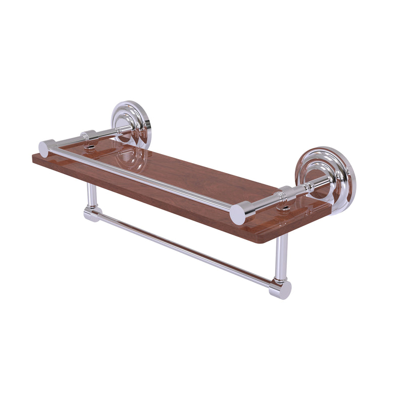 Allied Brass Que New Collection 16 Inch IPE Ironwood Shelf with Gallery Rail and Towel Bar QN-1TB-16-GAL-IRW-PC