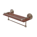 Allied Brass Que New Collection 16 Inch IPE Ironwood Shelf with Gallery Rail and Towel Bar QN-1TB-16-GAL-IRW-PEW