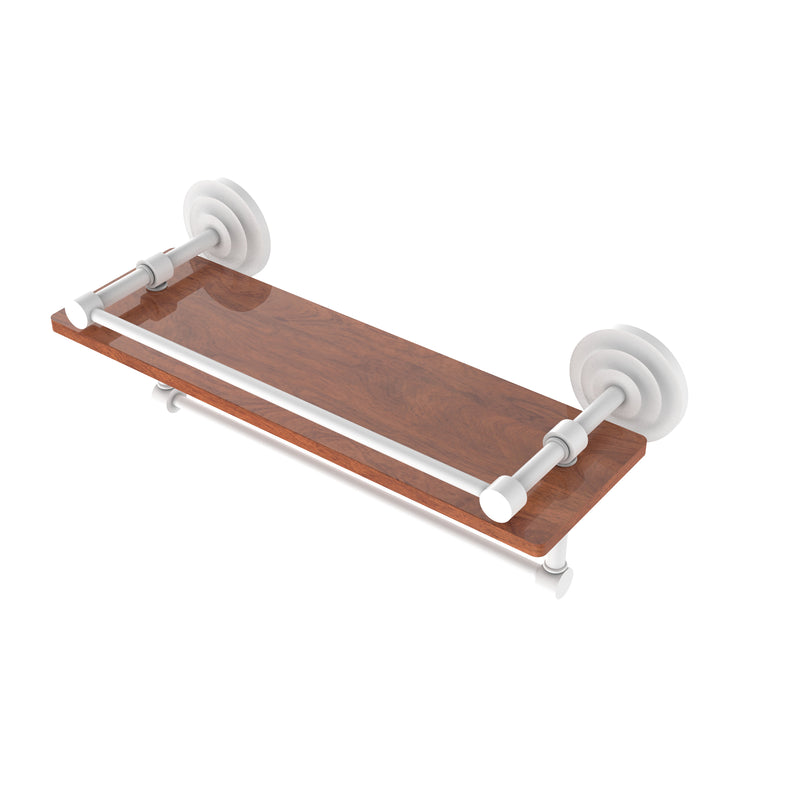 Allied Brass Que New Collection 16 Inch IPE Ironwood Shelf with Gallery Rail and Towel Bar QN-1TB-16-GAL-IRW-WHM