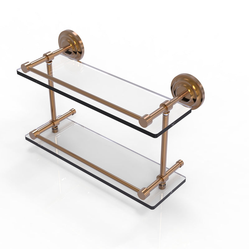 Allied Brass Que New 16 Inch Double Glass Shelf with Gallery Rail QN-2-16-GAL-BBR